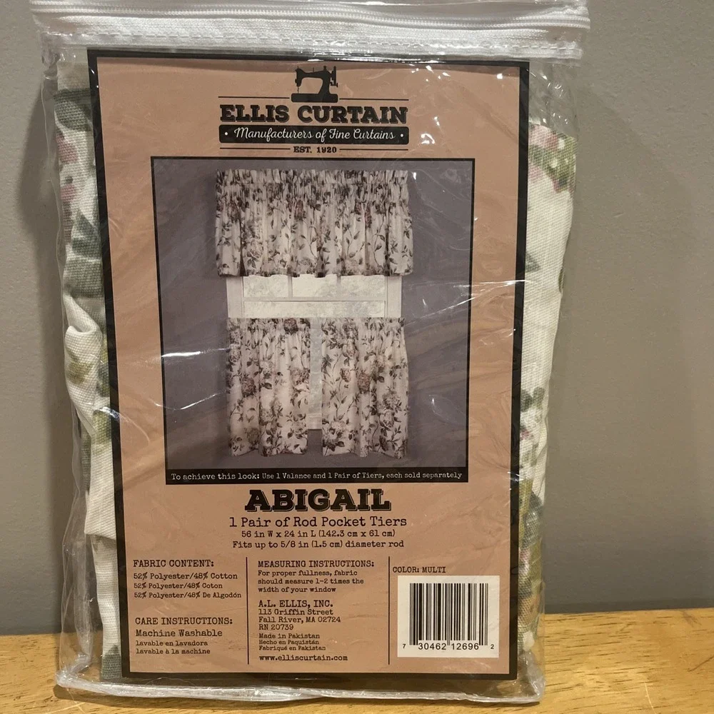 Ellis Curtain Abigail Floral Pink Hydrangeas Window Rod Pocket Pair‎ Tiers